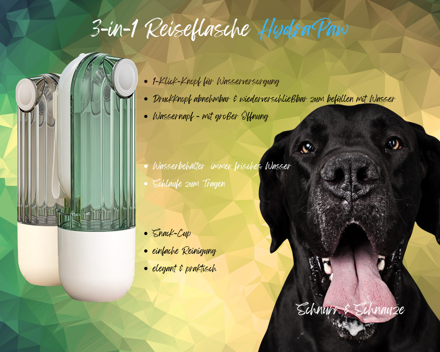 HydraPaw | die 3-in-1 Trink- & Futterflasche